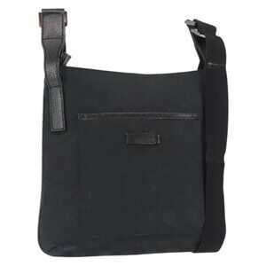 Authentic GUCCI GG Canvas Shoulder Bag Black Silver 122793